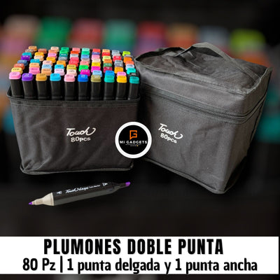 Plumones Touch Doble Punta 80 pz