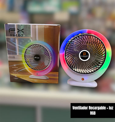 Ventilador Recargable + Luz RGB