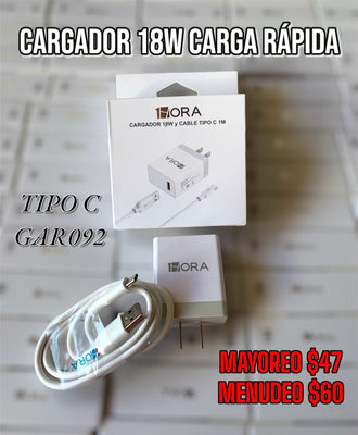 CARGADOR 18W TIPO C 1HORA GAR092 BLANCO