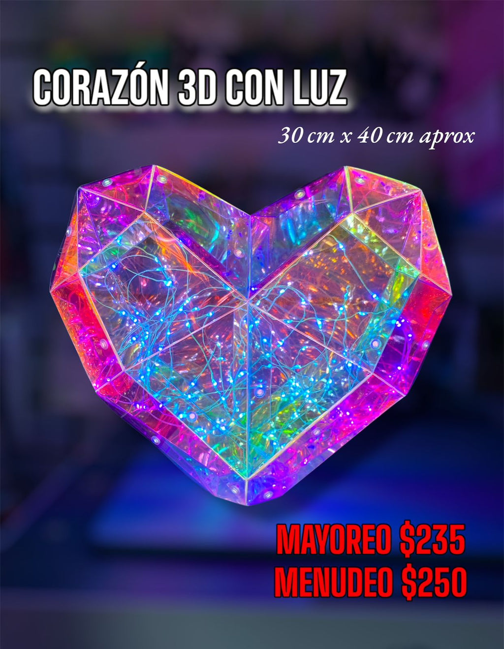 Corazon 3D Con Luz