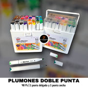 Plumones Doble Punta 48 pz