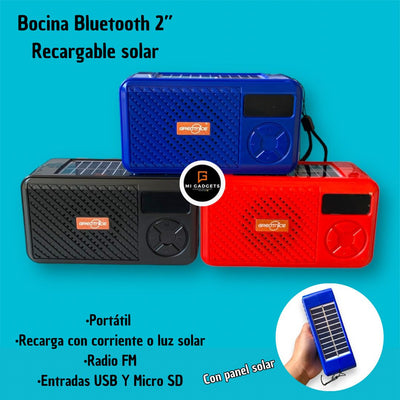 Bocina Bluetooth Solar 2'' GTS-1381