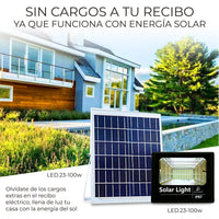 Reflector Led 100w Con Panel Solar-control Luz Blanca Exterior